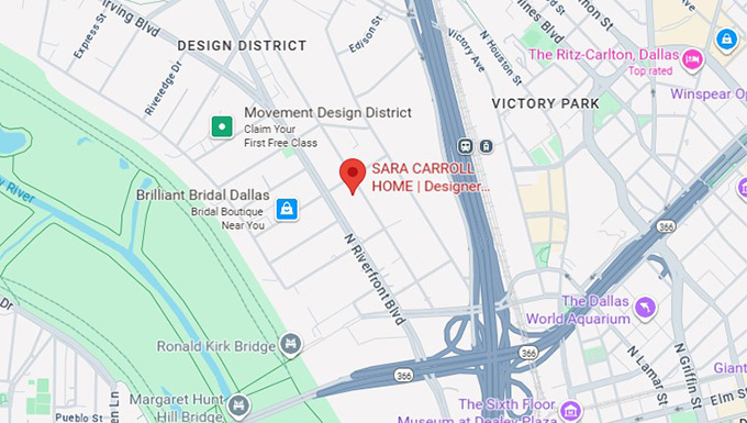 Map and driving directions to Sara Carroll Home in Dallas Design District